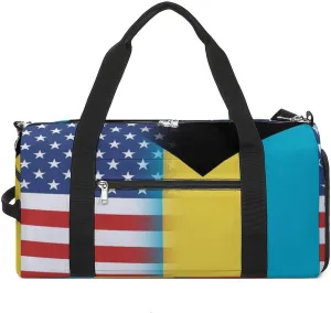 US And Bahamas Flag Gym Bag-Workout Organizer with Water Resistant Compartments for Gym Lovers, style-29-10