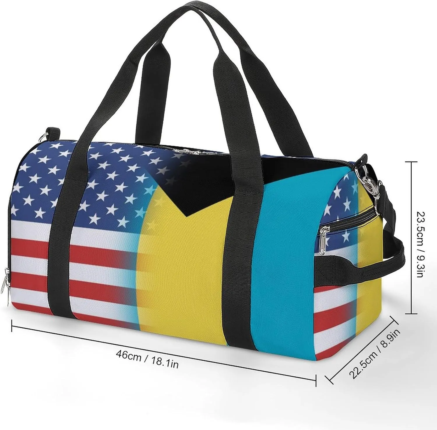 US And Bahamas Flag Gym Bag-Workout Organizer with Water Resistant Compartments for Gym Lovers, style-29-10