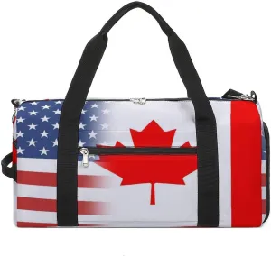 US And Canadian Flag Gym Bag-Workout Organizer with Water Resistant Compartments for Gym Lovers