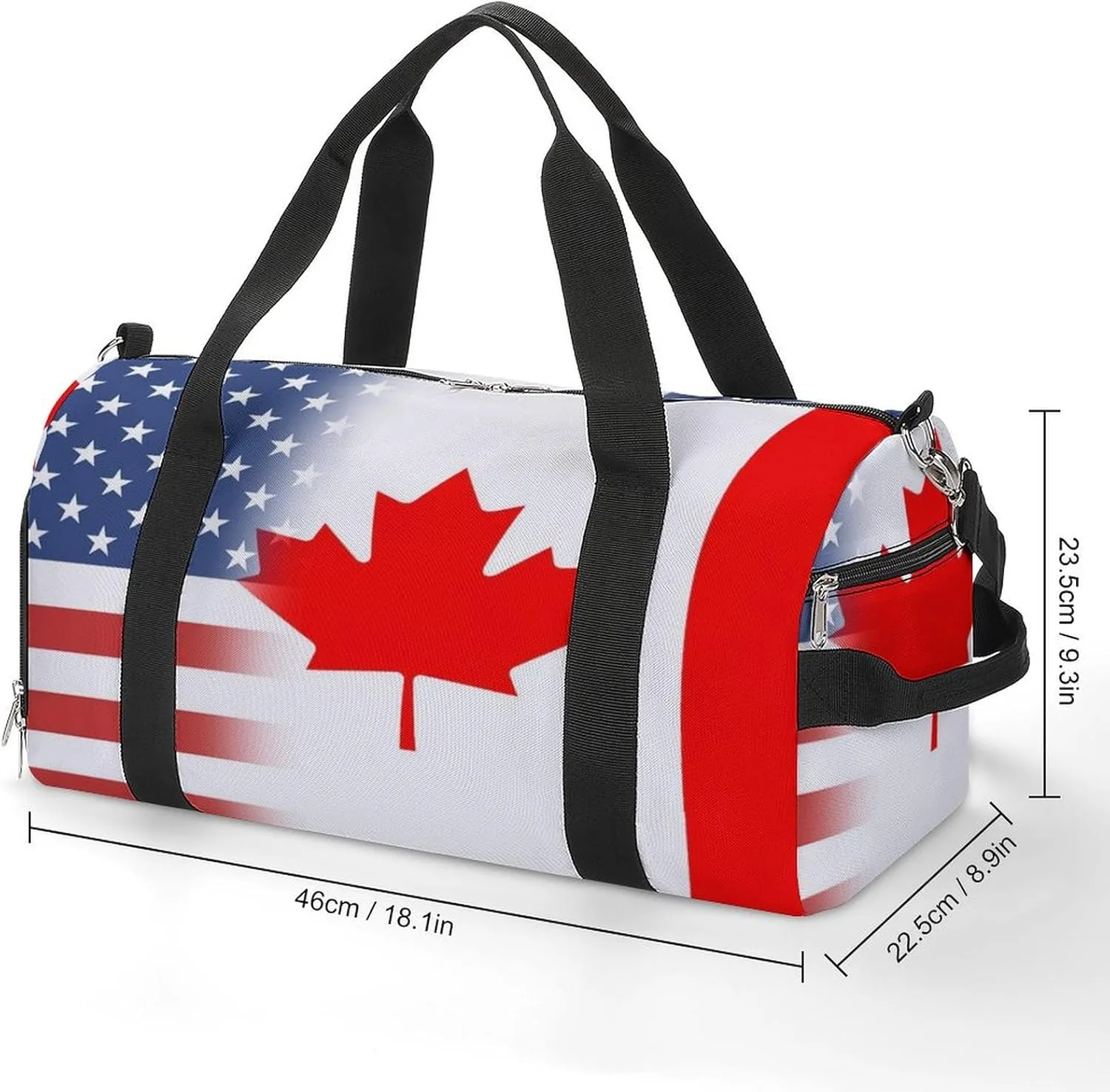 US And Canadian Flag Gym Bag-Workout Organizer with Water Resistant Compartments for Gym Lovers