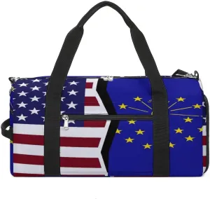 US And Indiana State Flag Gym Bag-Workout Organizer with Water Resistant Compartments for Gym Lovers