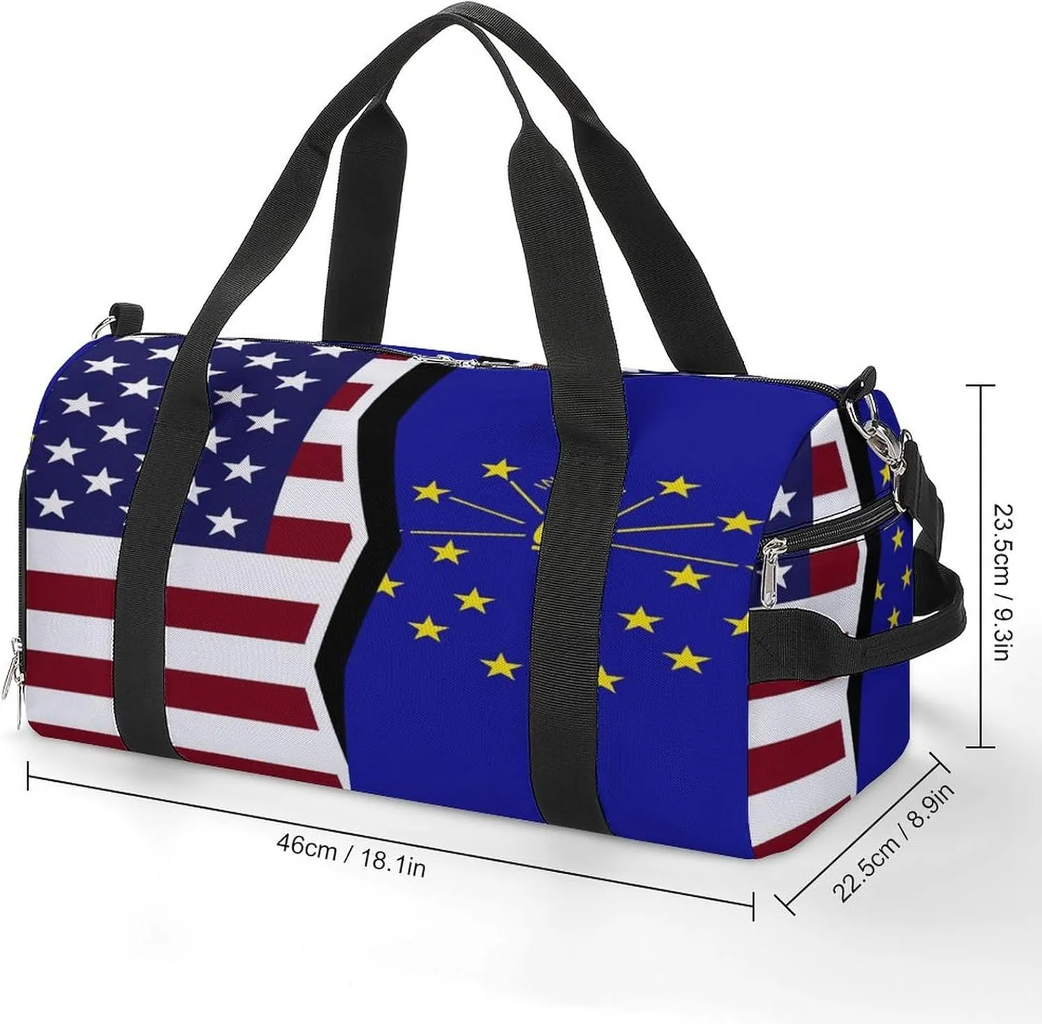 US And Indiana State Flag Gym Bag-Workout Organizer with Water Resistant Compartments for Gym Lovers