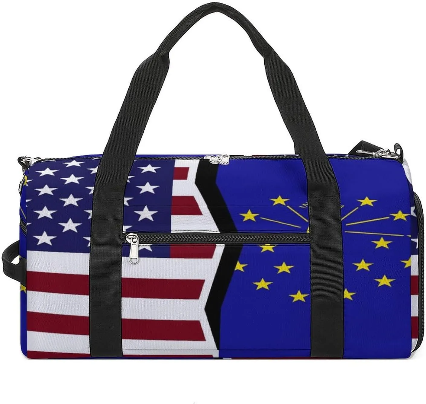 US And Indiana State Flag Gym Bag-Workout Organizer with Water Resistant Compartments for Gym Lovers