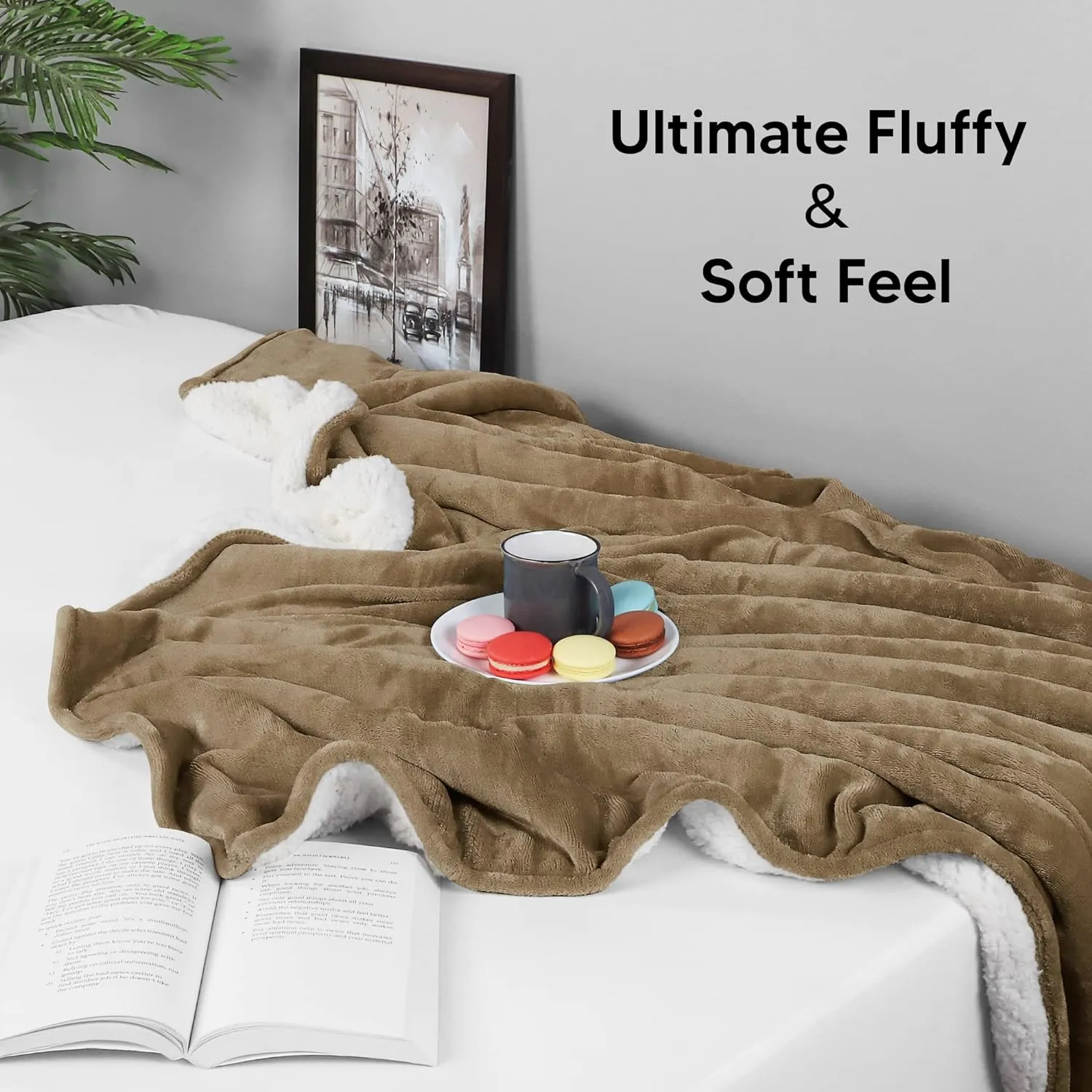 Utopia Bedding Sherpa Blanket King Size (Camel, 90x102 Inches) - Soft Lightweight Plush Fleece Reversible Blanket for Bed, Sofa, Couch, Camping and Travel