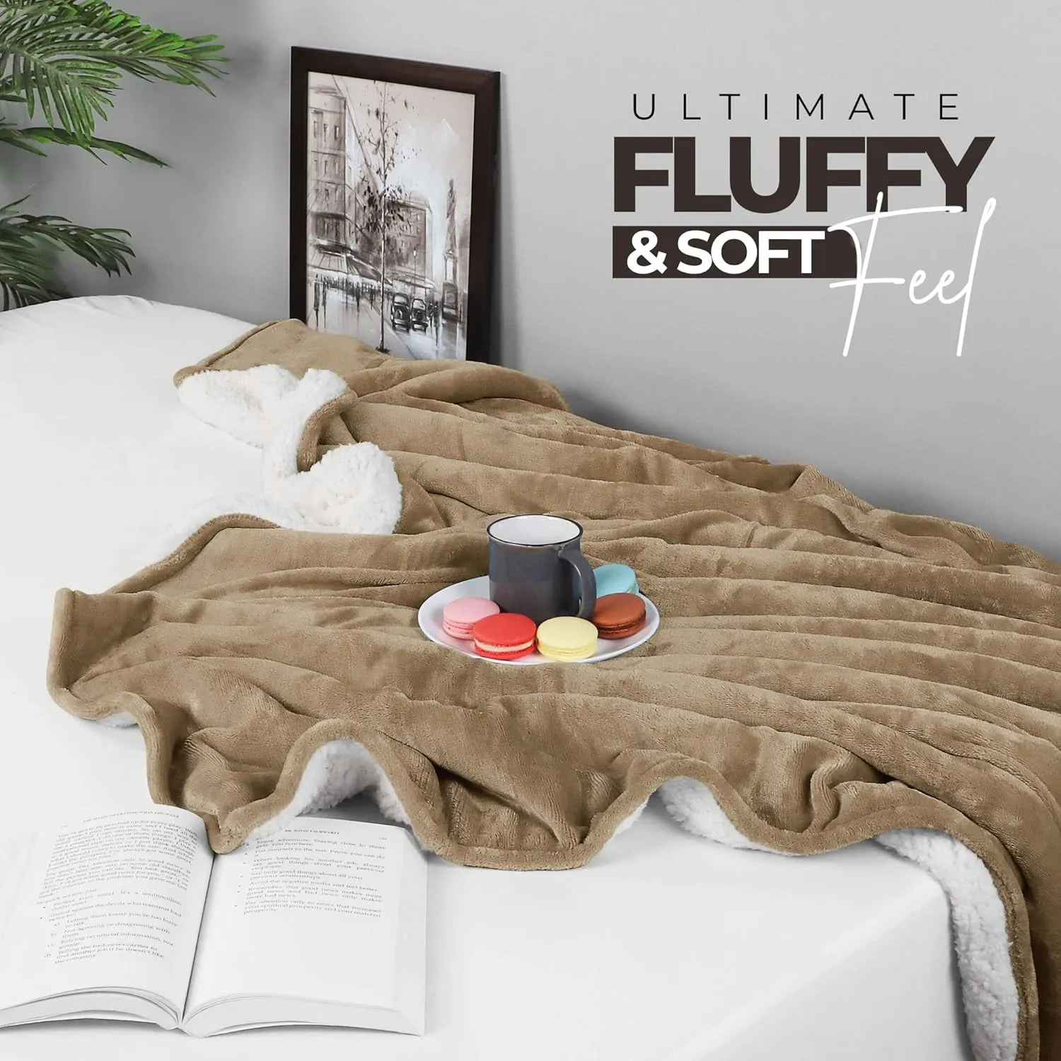 Utopia Bedding Sherpa Blanket Twin Size (Camel, 90x66 Inches) - Soft Lightweight Plush Fleece Reversible Blanket for Bed, Sofa, Couch, Camping and Travel