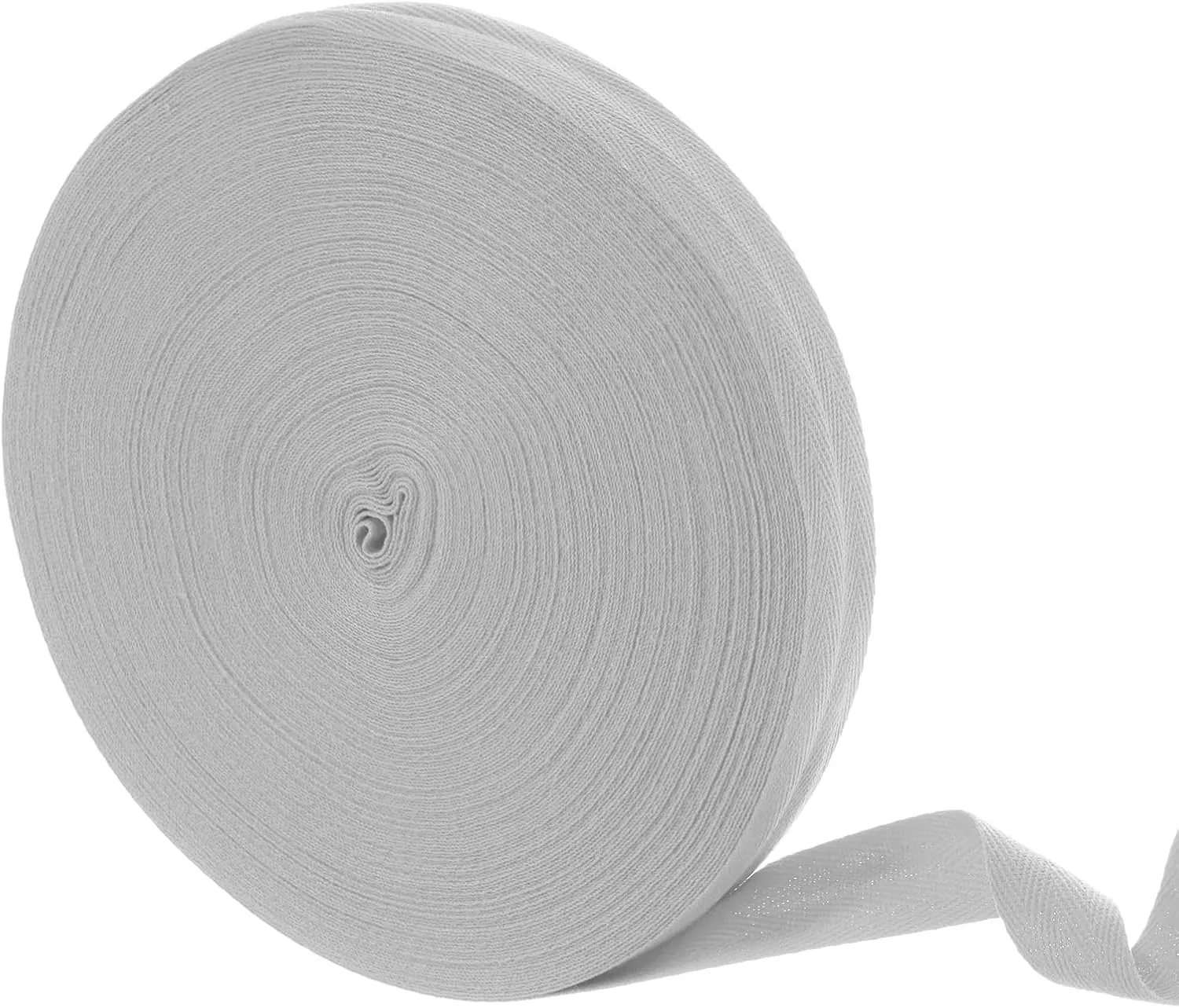 uxcell 50 Yards Cotton Twill Tape, 1-inch Herringbone Webbing Ribbon Bias Binding Tapes for Clothes Sewing, DIY Crafting (Gray White)