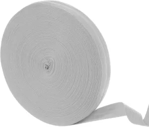 uxcell 50 Yards Cotton Twill Tape, 1-inch Herringbone Webbing Ribbon Bias Binding Tapes for Clothes Sewing, DIY Crafting (Gray White)