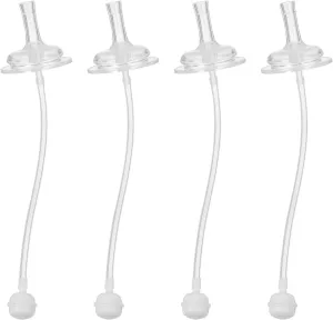Vaguelly 4pcs Bottle Straw Replacement Wide Mouth Silicone Feeding Accessories for Safe Practical Compatible with Water Cups Transparent Design