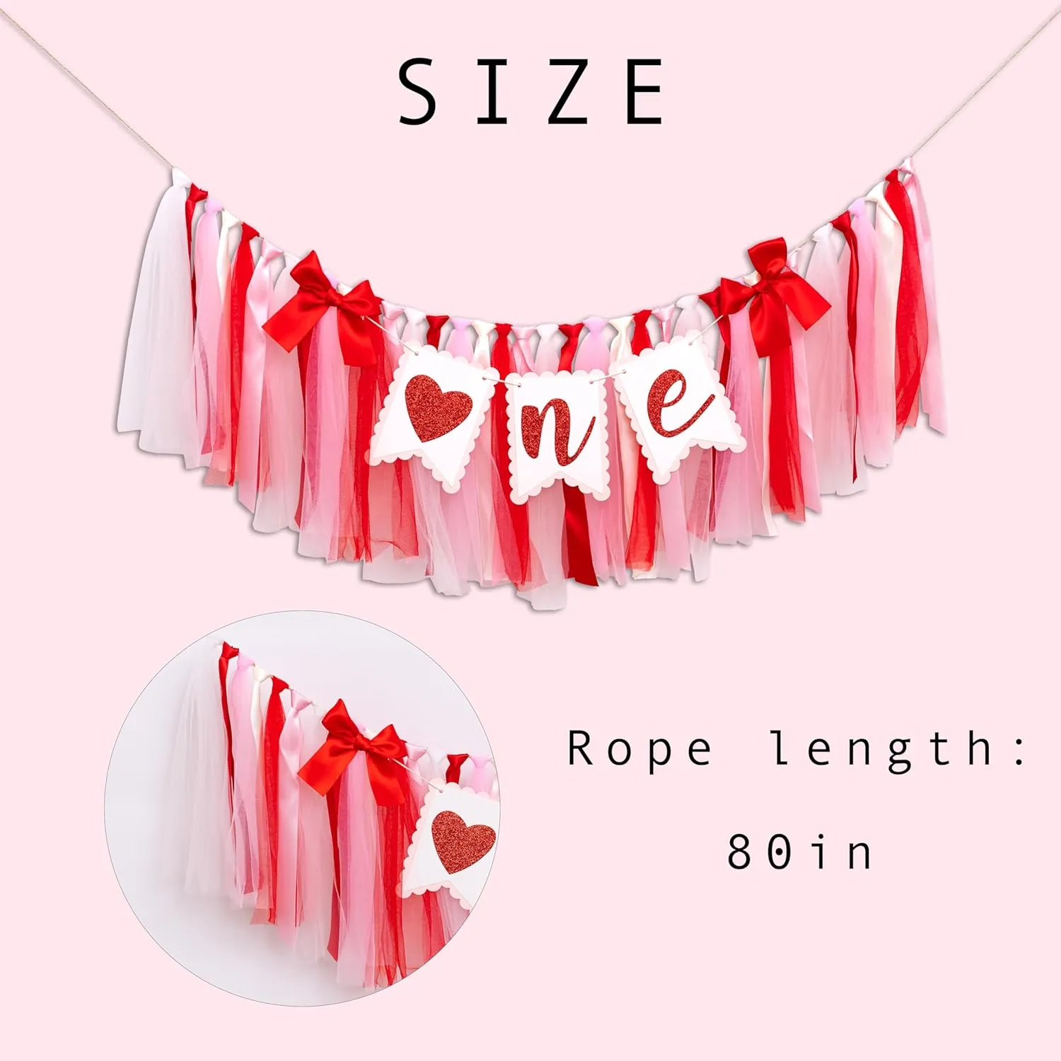 Valentine Day One High Chair Banner - Valentine's Day 1st Birthday Party Decorations, Sweet First Birthday Party Supplies, Valentine Day Love Sign Anniversary Photo Background Props