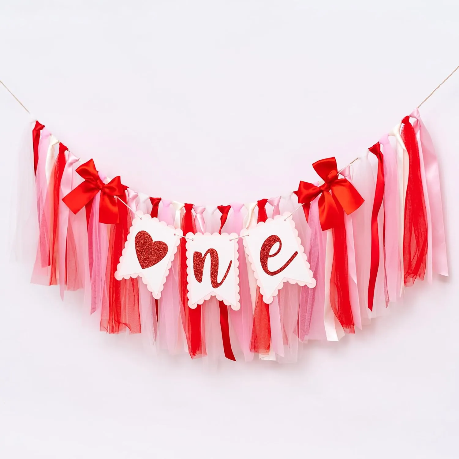 Valentine Day One High Chair Banner - Valentine's Day 1st Birthday Party Decorations, Sweet First Birthday Party Supplies, Valentine Day Love Sign Anniversary Photo Background Props