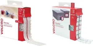 VELCRO Brand - Sticky Back Hook and Loop Fasteners| General Purpose Peel & Stick | Perfect for Home or Office | 15ft x 3/4in Roll | White & Dots