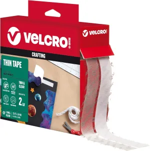 VELCRO Brand Thin Clear Tape | 15 Ft x ¾” | Cut Strips to Length | Home Office or Crafts Fastening Solution | Large Roll, 91325