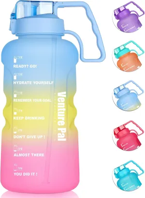 Venture Pal Large 64 & 128 OZ Water Bottle with Straw Motivational Gallon Water Bottle with Time Marker Water Jug for Drinking Home Office & Sports