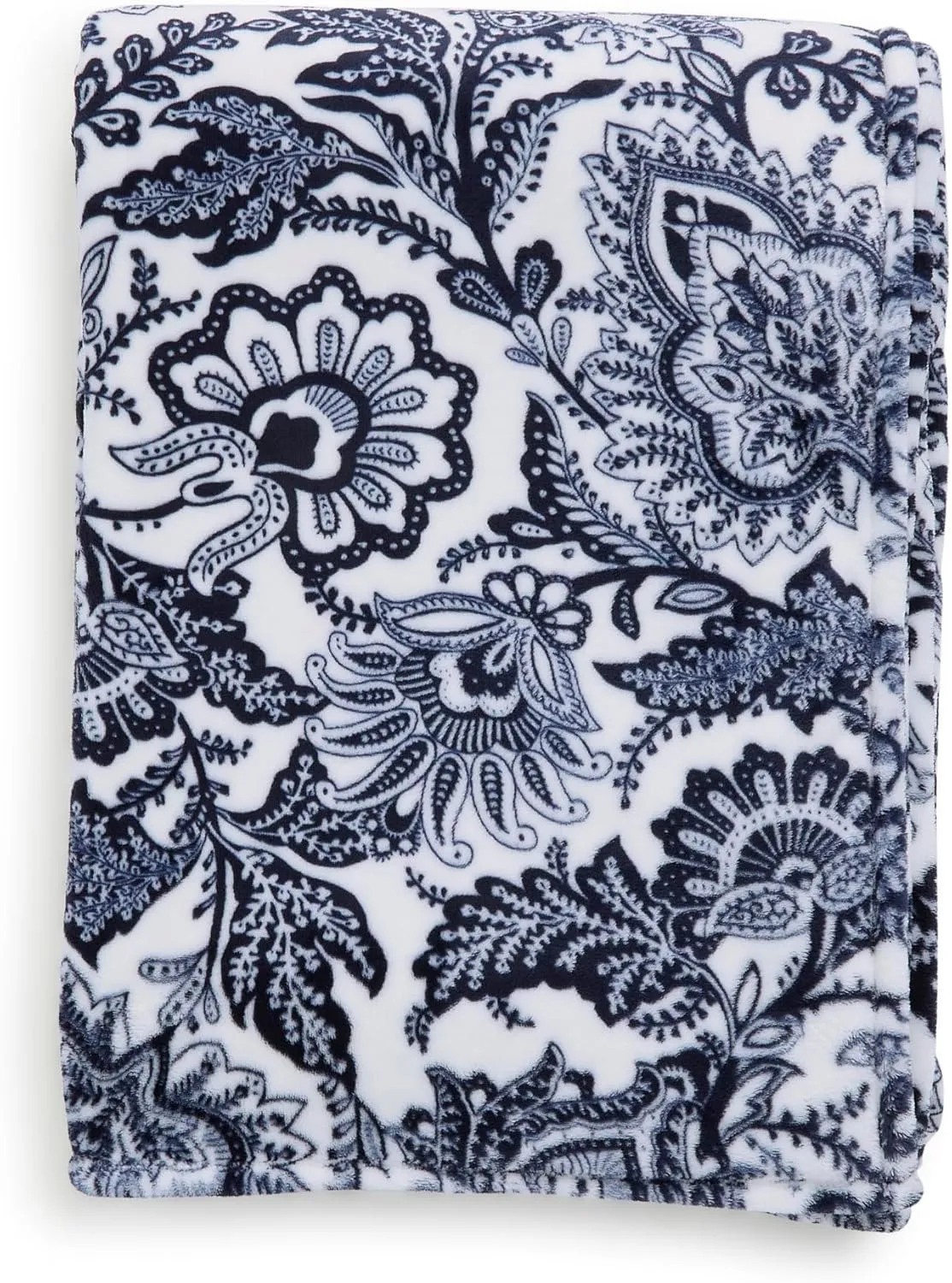 Vera Bradley Women's Oversized Fleece Plush Throw Blanket, Java Navy & White, Twin/Twin XL