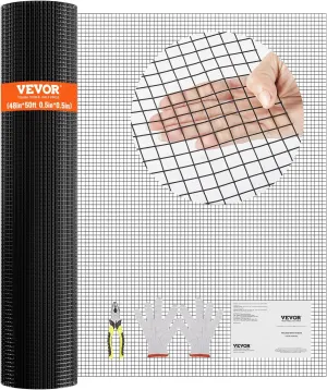 VEVOR Hardware Cloth, 48'' x 50' 1/2inch Galvanized Wire Mesh Roll, 19 Gauge Chicken Wire Fence Roll, Vinyl Coating Metal Wire Mesh for Chicken Coop Barrier, Rabbit Snake Fences, Poultry Enclosures