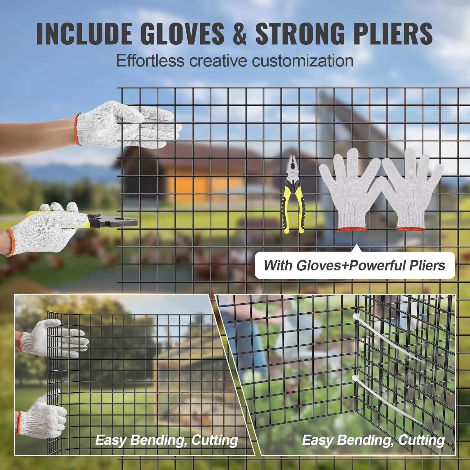 VEVOR Hardware Cloth, 48'' x 50' 1/2inch Galvanized Wire Mesh Roll, 19 Gauge Chicken Wire Fence Roll, Vinyl Coating Metal Wire Mesh for Chicken Coop Barrier, Rabbit Snake Fences, Poultry Enclosures