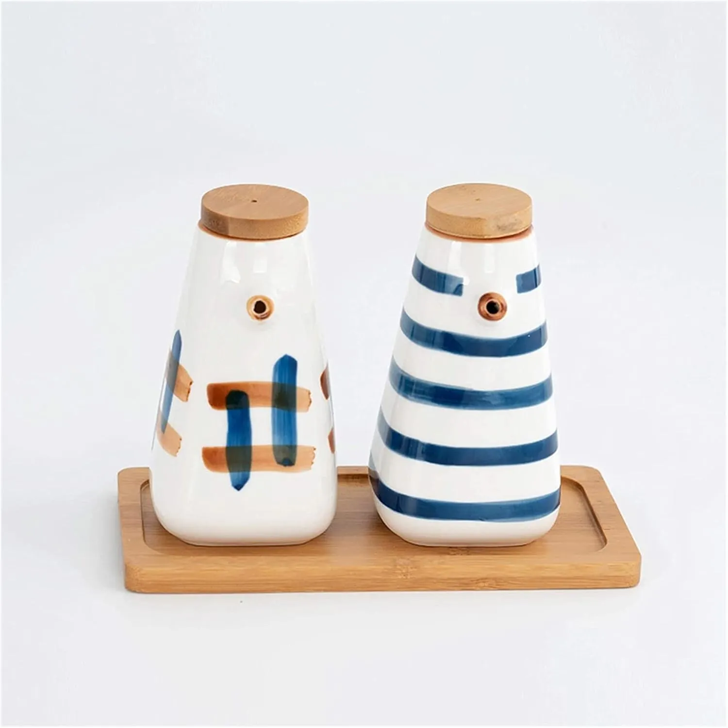 Vinegar Bottle Anti-Leakage, CeramicsSoy Sauce Dispenser Bottle with Cork Stopper, Olive Oil/Soy Sauce/Vinegar Cruet(C) (A)