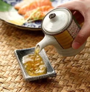 Vinegar Bottle Anti-Leakage, Hand Painted Ceramic Olive Oil Bottle Japanese Ceramic Oil Pot/Seasoning Bottle/Vinegar Bottle (C)