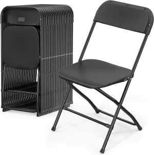 VINGLI 20 Pack Black Plastic Folding Chair, Indoor Outdoor Portable Stackable Commercial Seat with Steel Frame 350lb. Capacity for Events Office Wedding Party Picnic Kitchen Dining
