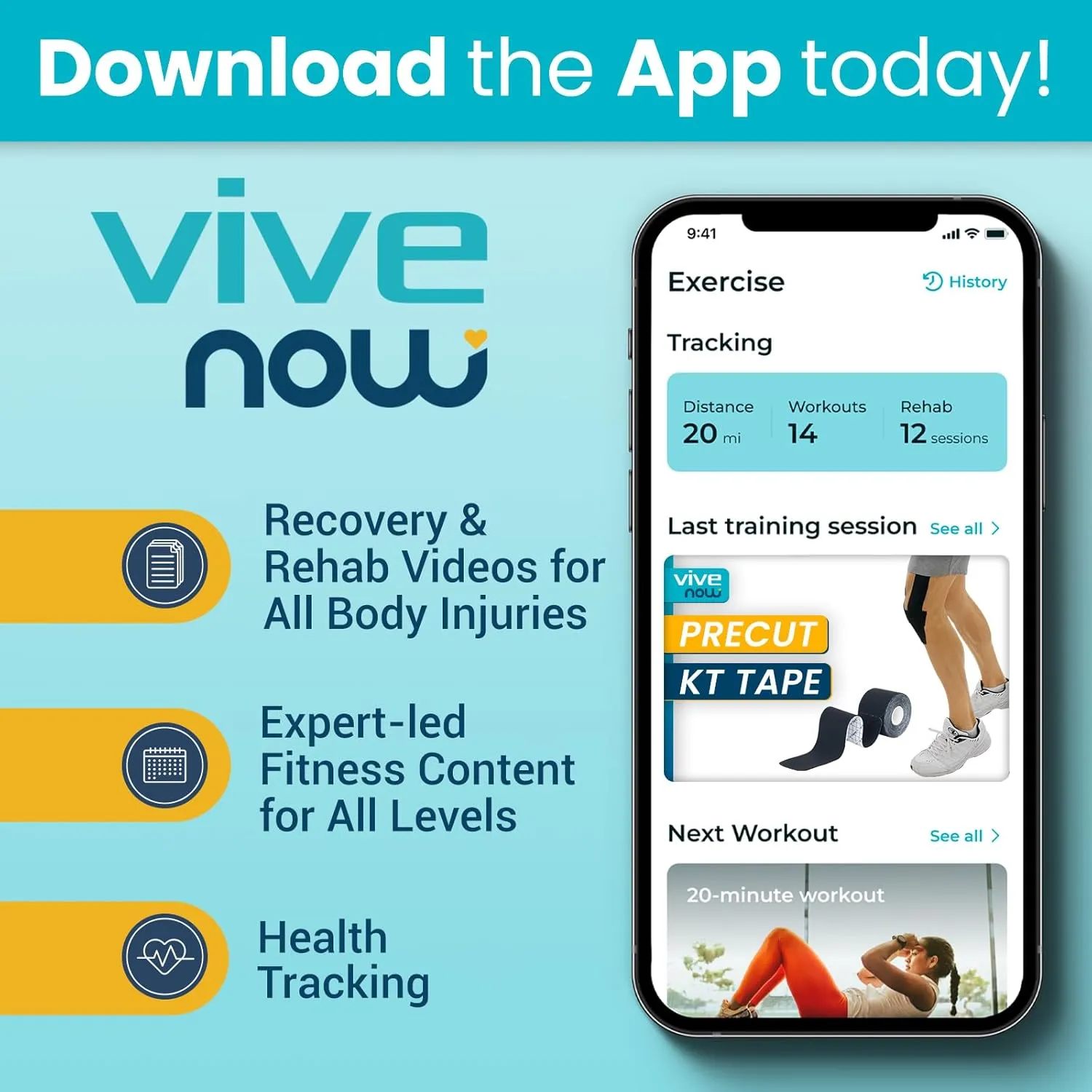 Vive Kinesiology Tape Roll - Tape Precut Strips (2" x 105 Feet/128 Strips) - Kinesio Sports Tape Athletic - Knee, Shoulder, Ankle, Muscle K Tape Adhesive Elastic Wrap - Body Kinetic Tape Waterproof