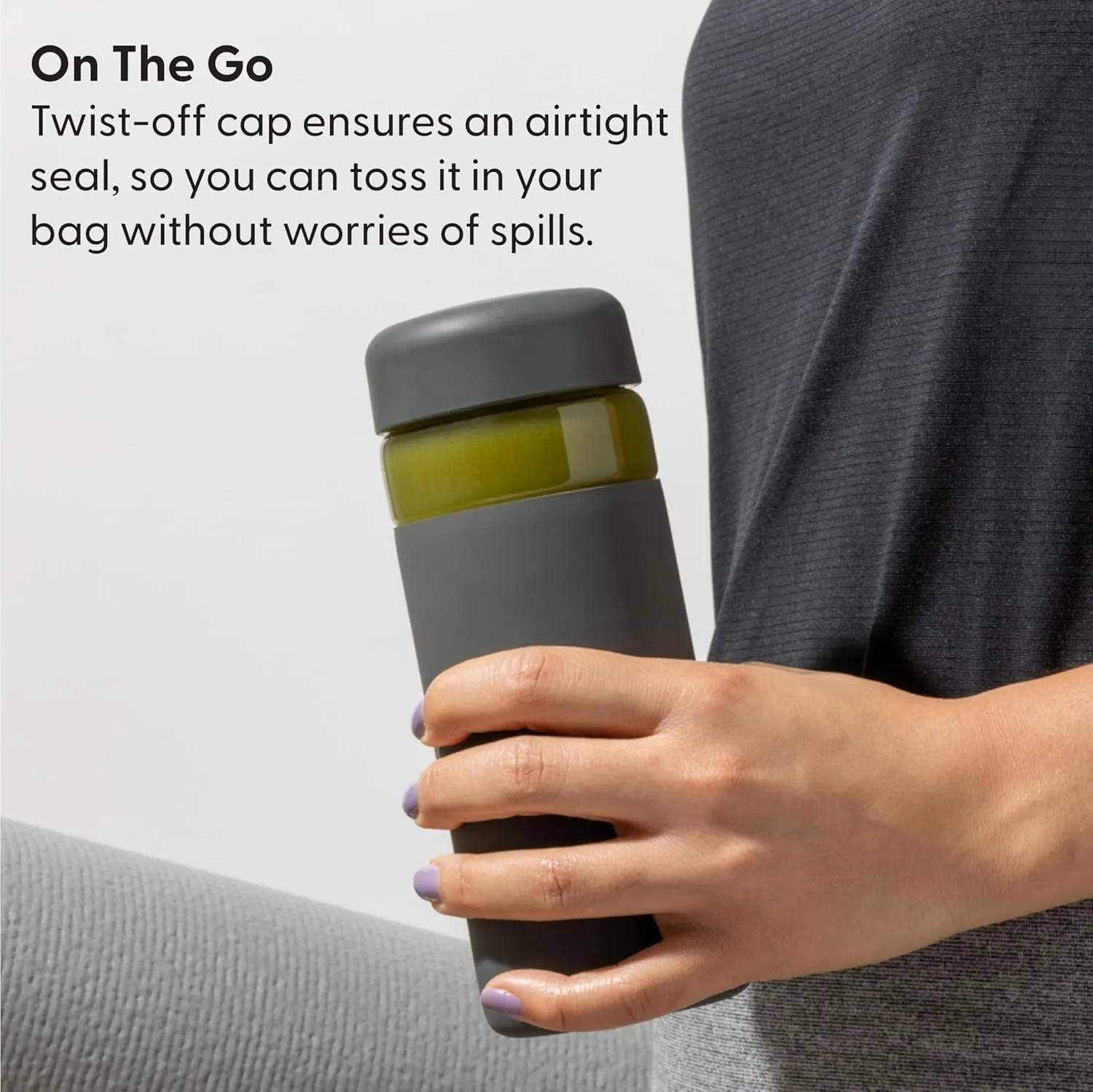 W&P Porter Glass Wide Mouth Bottle w/ Protective Silicone Sleeve | Mint 16 Ounces | On-the-Go | Reusable Bottle | Portable and Lightweight | Dishwasher Safe