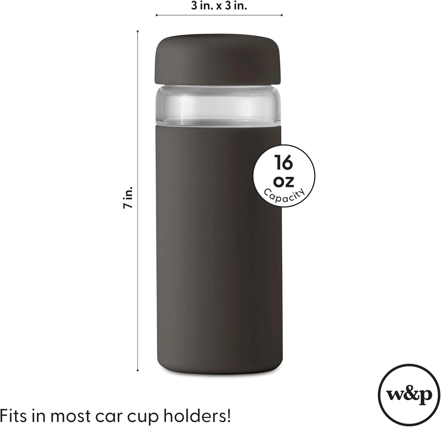 W&P Porter Glass Wide Mouth Bottle w/ Protective Silicone Sleeve | Mint 16 Ounces | On-the-Go | Reusable Bottle | Portable and Lightweight | Dishwasher Safe