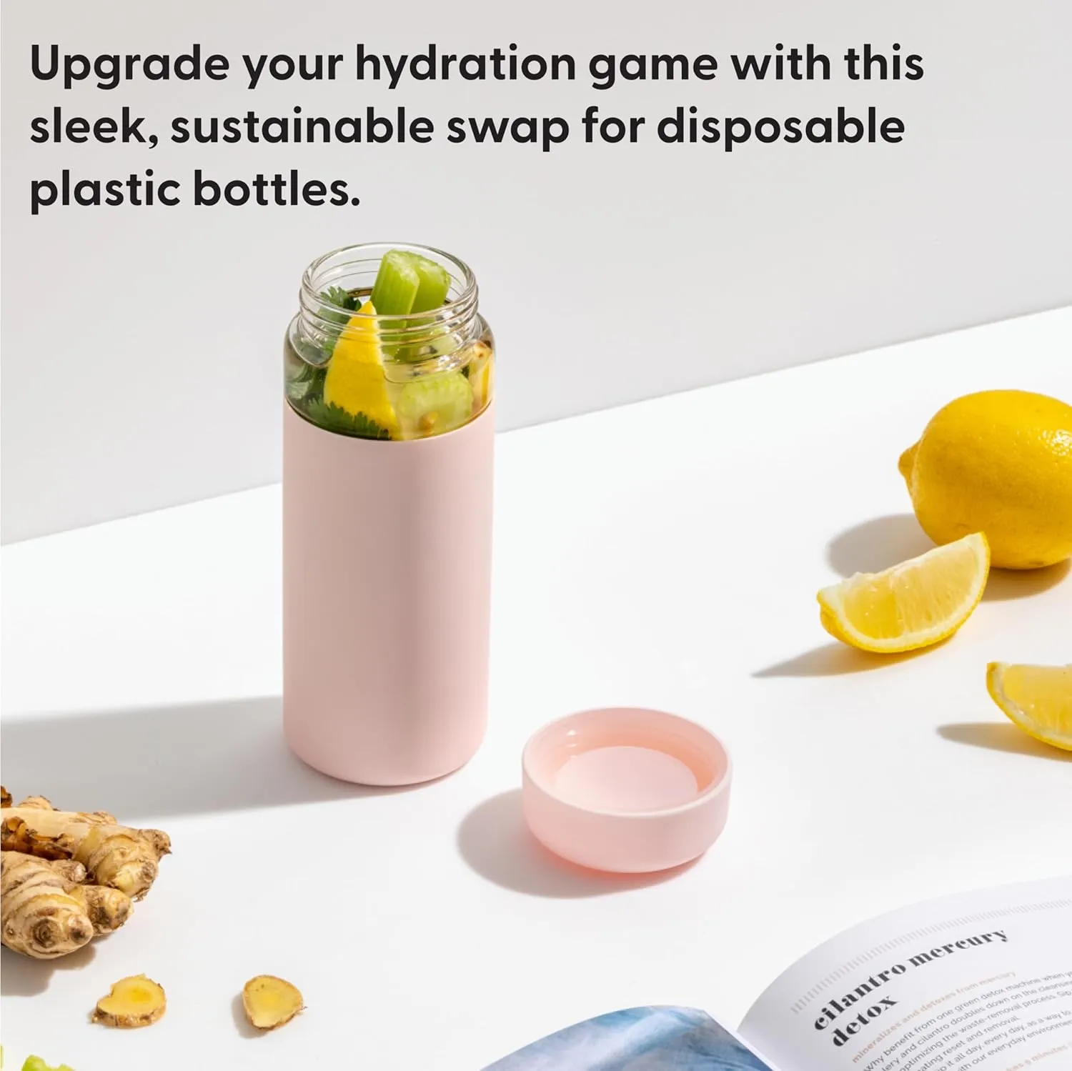 W&P Porter Glass Wide Mouth Bottle w/ Protective Silicone Sleeve | Mint 16 Ounces | On-the-Go | Reusable Bottle | Portable and Lightweight | Dishwasher Safe