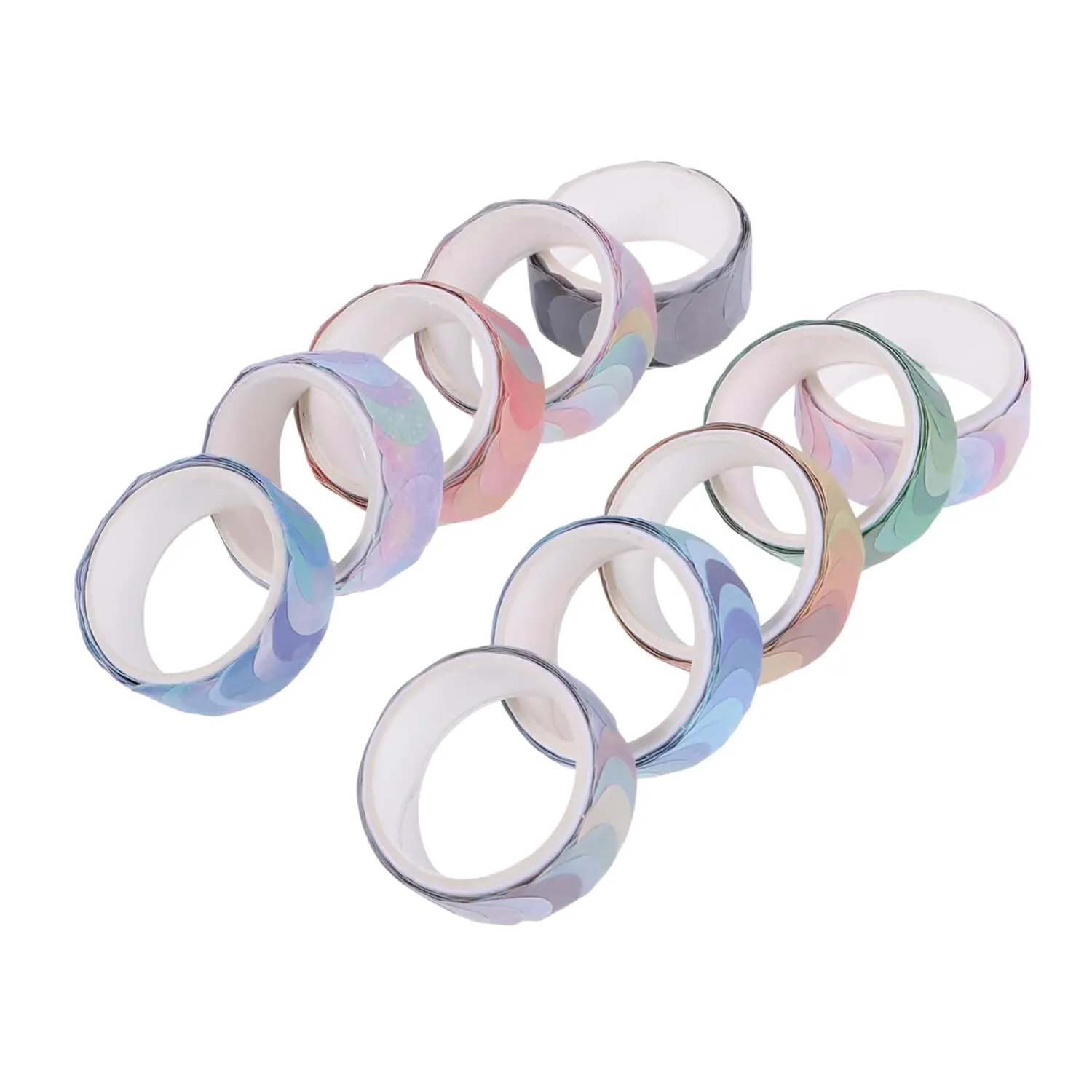 Washi Masking Tape for Handbag 10 Rolls Decorative Stickers Circle Sticker Rolls for Craft Diary Scrapbook