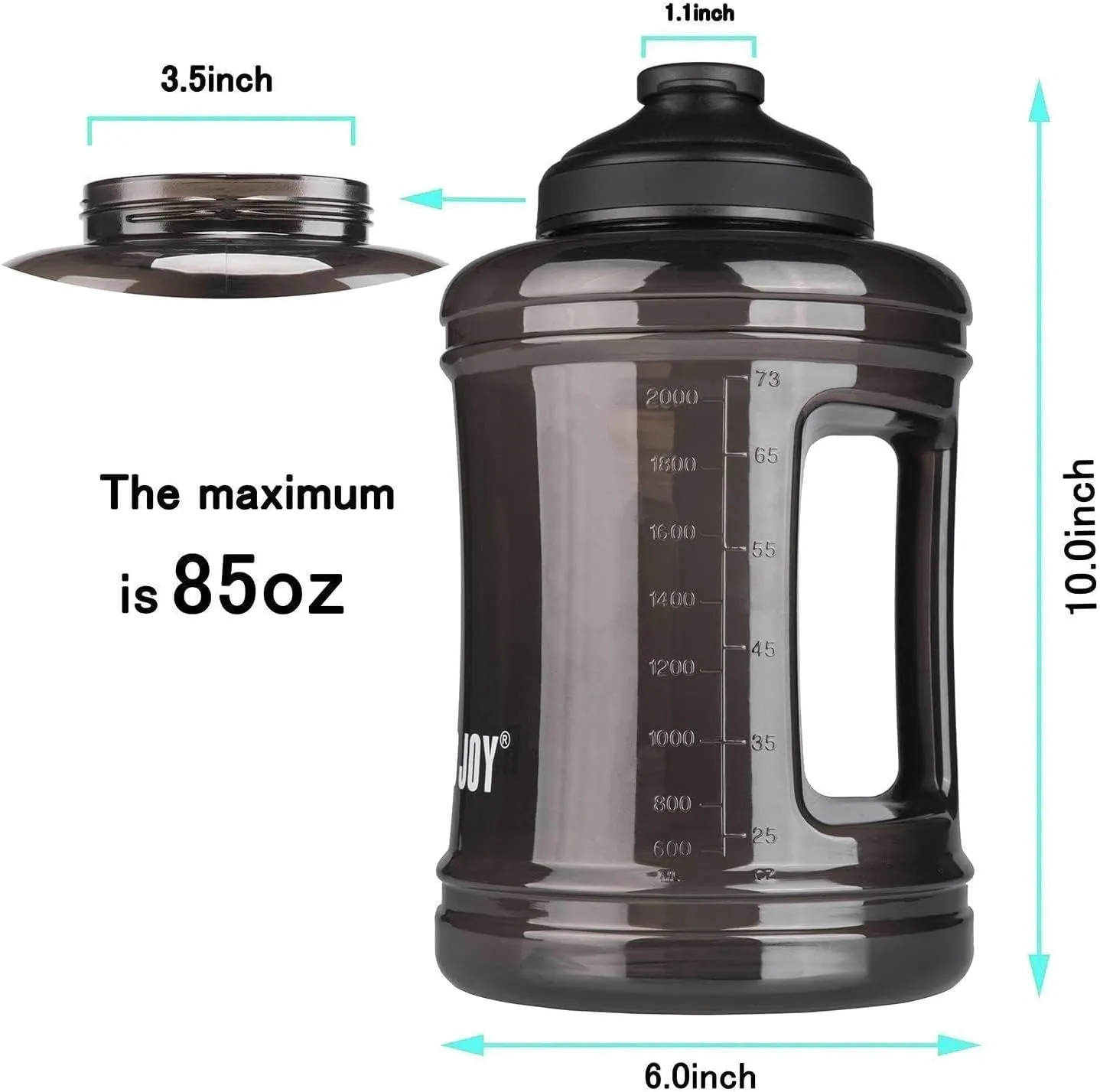 Water Bottle with Handle 2.5L Large Sports Water Bottle Half Gallon BPA Free Plastic Water Bottles Wide Mouth Water Bottle 83oz Reusable Gym Water Jug for Home Drinking Outdoor Sports Hiking Fitness