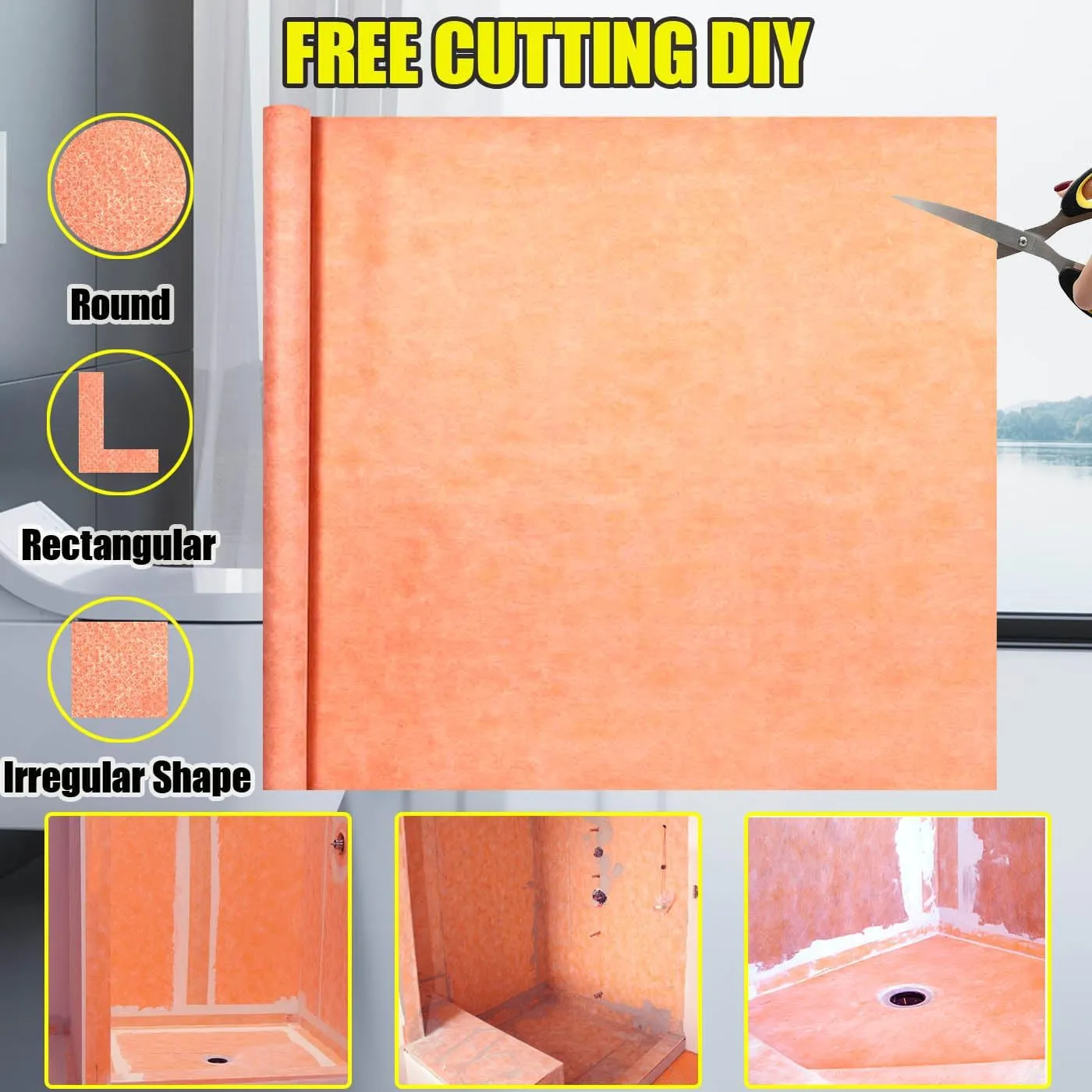 Waterproof Membrane for Shower 3.8 ft x 87 ft / 324 Square Feet Waterproofing Shower Membrane 19.7mil Thickness Waterproof for Sauna Bathroom Walls Tile Underlayment 324 sqft Polyethylene Fabric Roll
