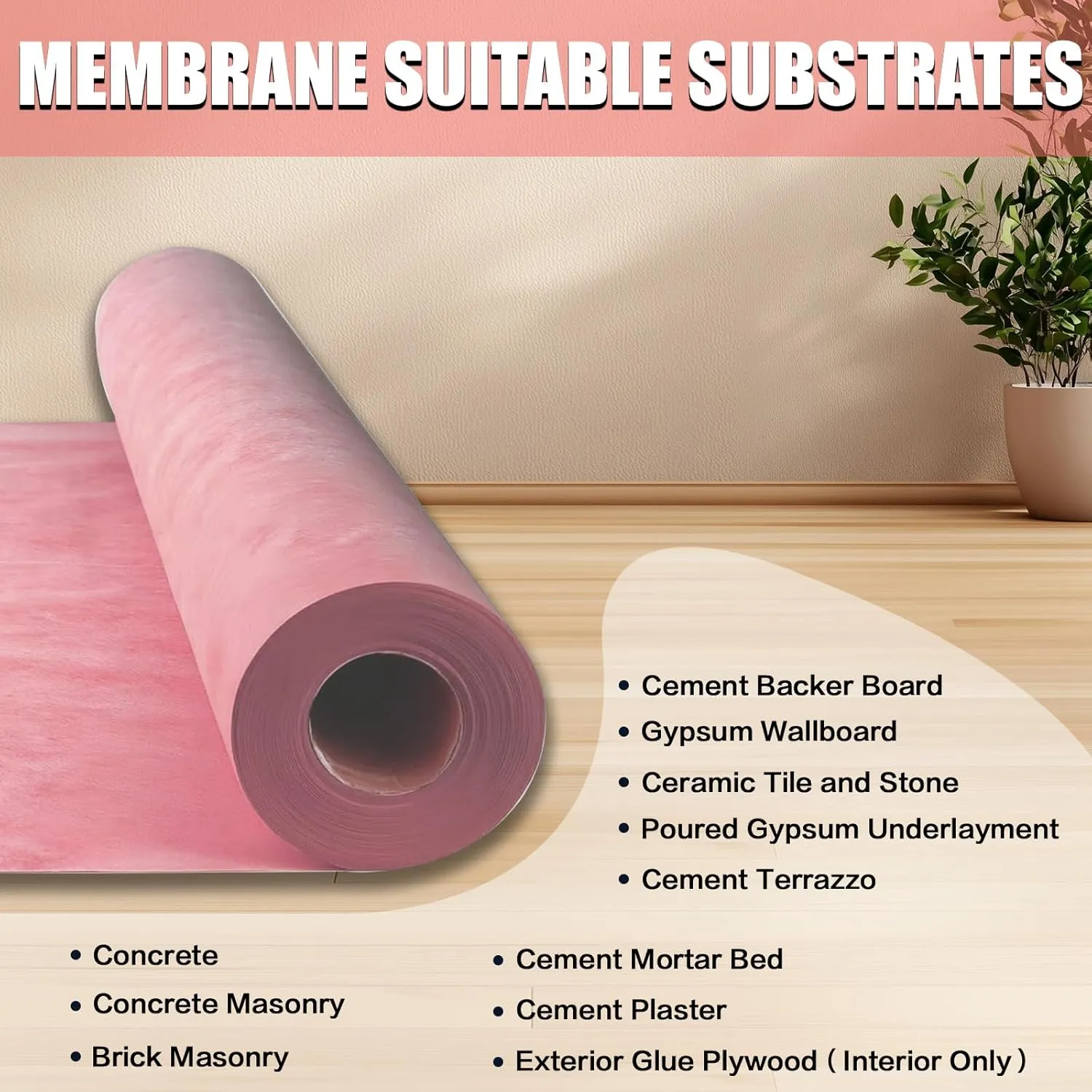 Waterproof Membrane Uncoupling Membrane for Under Tile Underlayment Membrane,Tile Flooring PE Fabric Waterproofing Solution for Bathroom,Kitchen and Wet Areas (3.3 * 33FT 108Sq Ft)