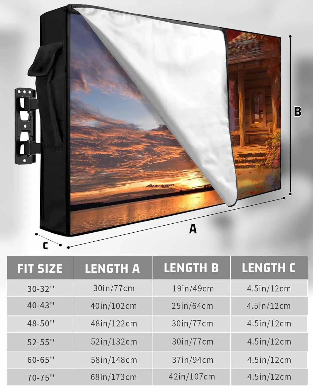 Waterproof Outdoor TV Cover 30 to 32 Inch, Autumn Leaves Pastoral Wood Cabin Outside Flat Screen Televisions Weatherproof Cover Size 30"L x 19"H Swing Orange Forest TV Protector With Zipper
