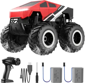 WayEee RC Car Kids Toys for Ages 6 , Remote Control Car Waterproof Monster Truck, Amphibious 4WD All Terrain Off-Road Pickup, 1:16 Scale, 2.4GHZ Vehicles, Boys Christmas Kids Birthday Gift/Red