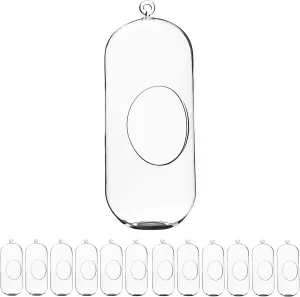 WGV Hanging Glass Plant Terrarium Bulk, Width 5", Height 12", Lantern DIY Air Succulent Planter Clear Tea Light Votive Candle Holder, Wedding Event Office Home Outdoor Decor, 12 Pieces