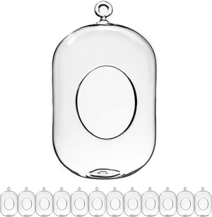 WGV Hanging Glass Plant Terrarium Bulk, Width 5", Height 8", Lantern DIY Air Succulent Planter Clear Tea Light Votive Candle Holder, Wedding Event Office Home Outdoor Decor, 12 Pieces