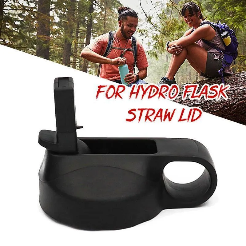 Wide Mouth Straw Lid Flip Cap for 18oz 32oz 40oz Water Bottle Black