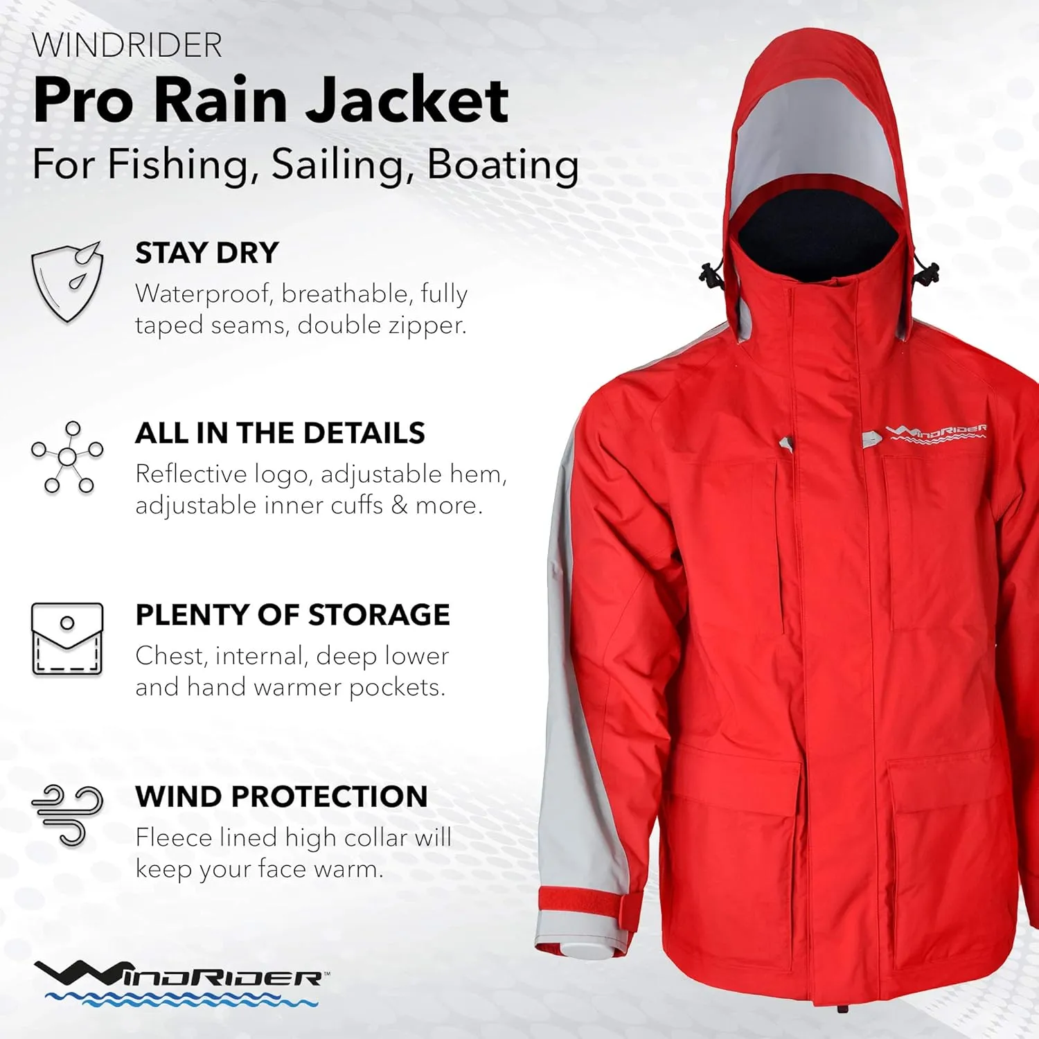 WindRider Pro Rain Jacket | Foul Weather Jacket | Fishing, Sailing, Boating