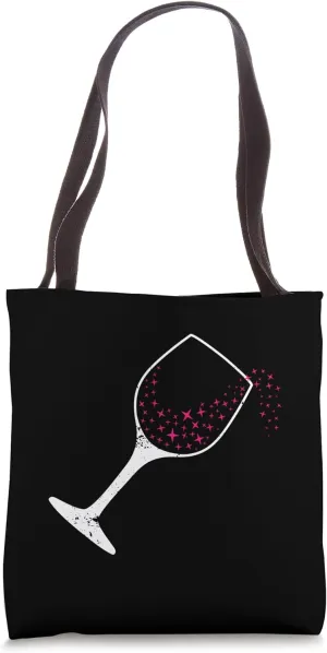 Wine Glass with red Stars Tote Bag