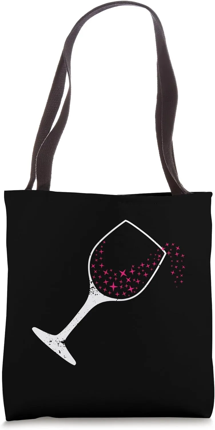 Wine Glass with red Stars Tote Bag