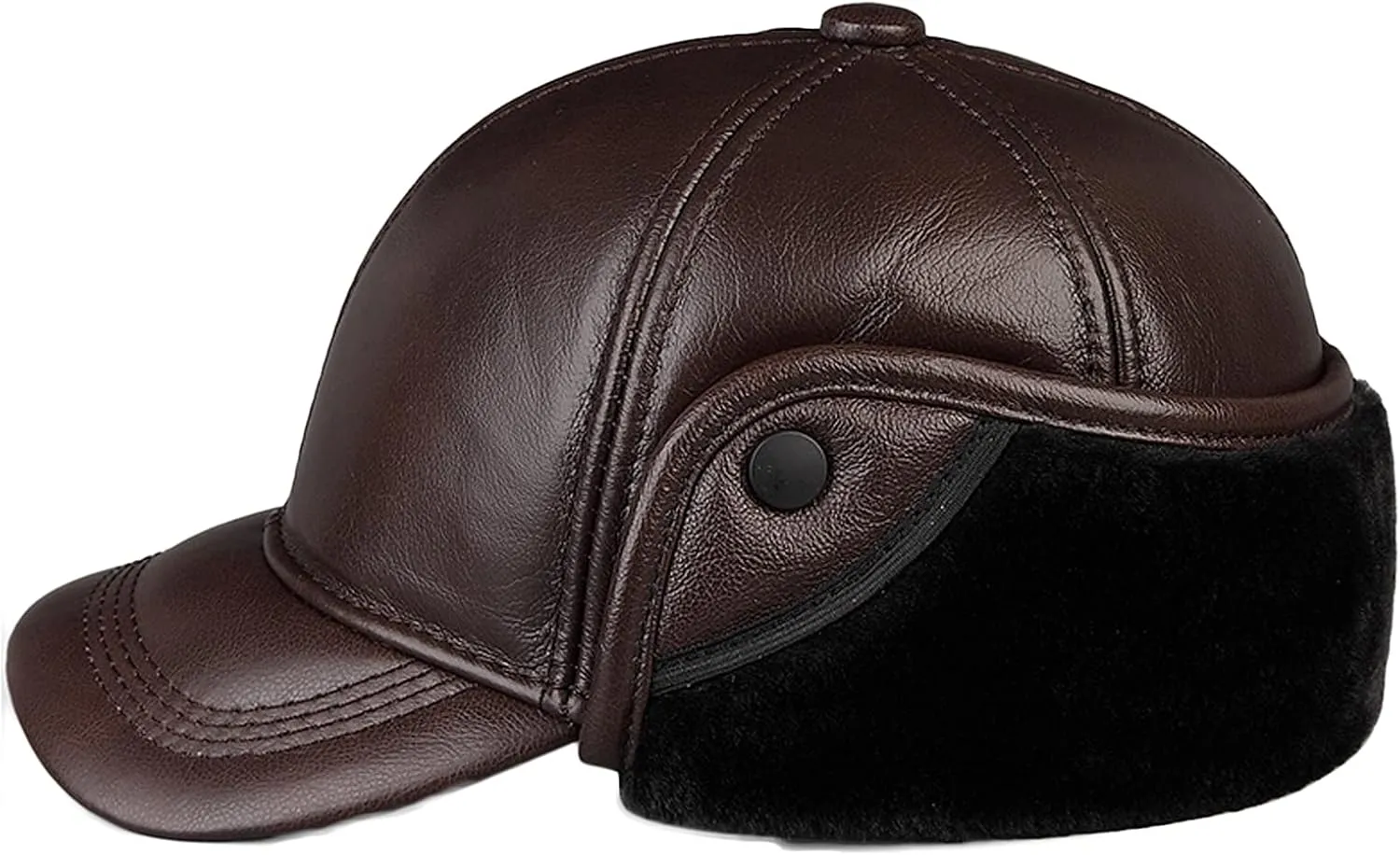 Winter Hats, Hat Men Aviator Cap with Earflap Leather Trooper Trapper Hat Waterproof Windproof Ski Snow Hats Winter