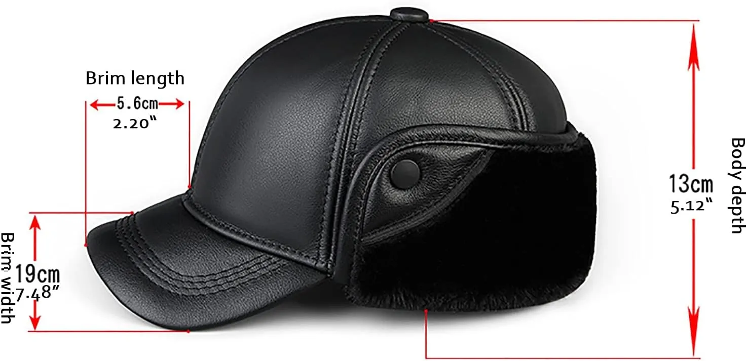 Winter Hats, Hat Men Aviator Cap with Earflap Leather Trooper Trapper Hat Waterproof Windproof Ski Snow Hats Winter