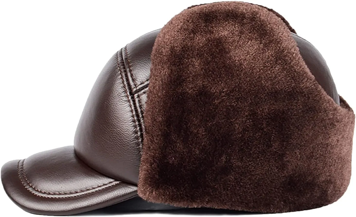 Winter Hats, Hat Men Hat Hat with Earflap Winter Windproof Trooper Trapper Hat Leather Waterproof Aviator Cap