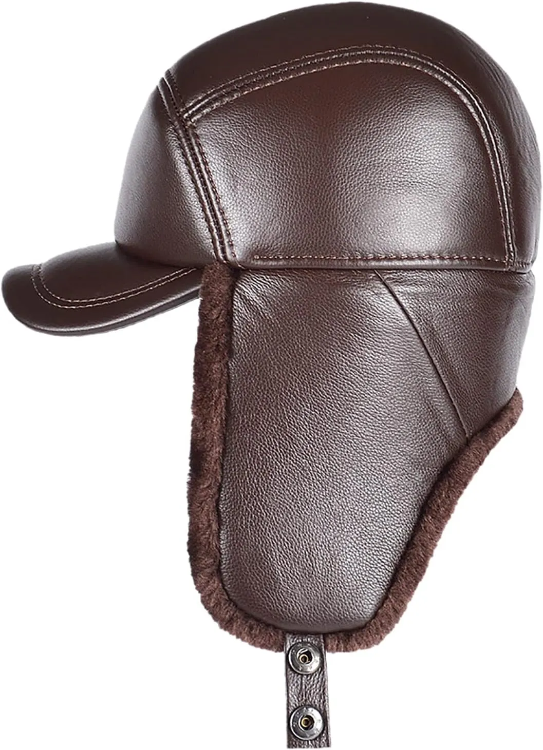 Winter Hats, Hat Men Hat Hat with Earflap Winter Windproof Trooper Trapper Hat Leather Waterproof Aviator Cap