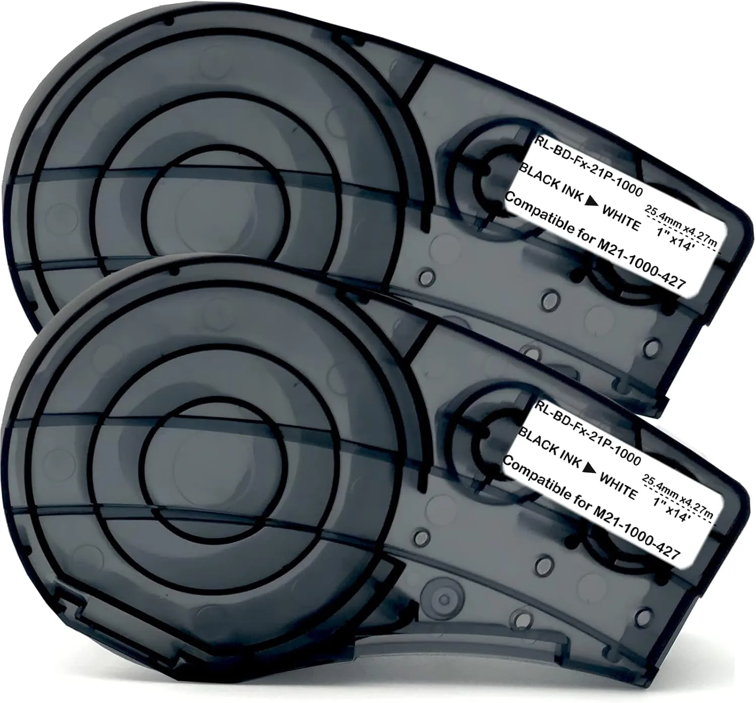 Wire Wrap Label Compatible M21-1000-427 Self-Laminating for Vinyl Patch Panel and Cable Labeling,Work with BMP21-PLUS,BMP21-LAB and IDPAL Label Printer,1 Inch Width,Black on White,2-Pack