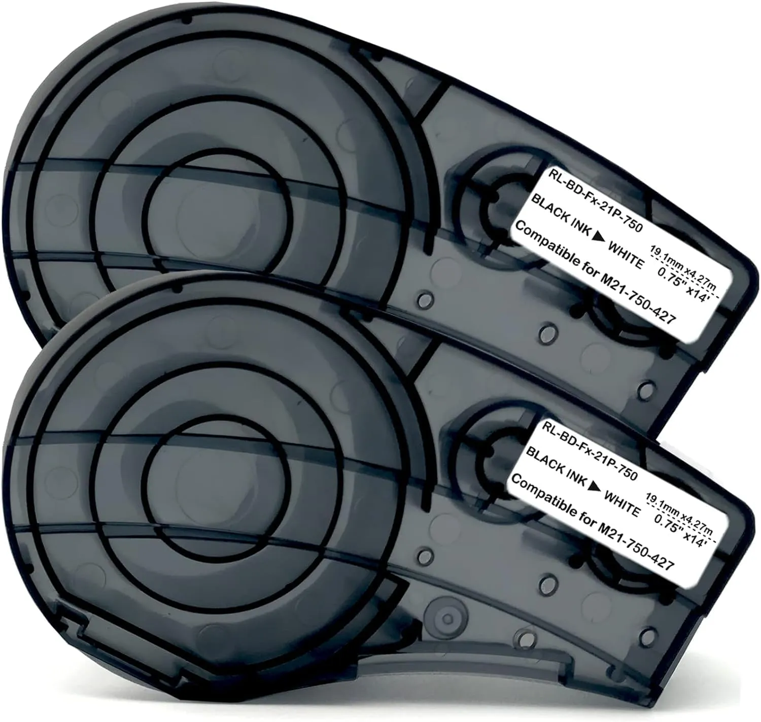 Wire Wrap Label Compatible M21-750-427 Self-Laminating for Vinyl Patch Panel and Cable Labeling Work with BMP21-PLUS/LAB IDPAL Label Printer,14' Length,0.75 Inch Width,Black on White,2-Pack