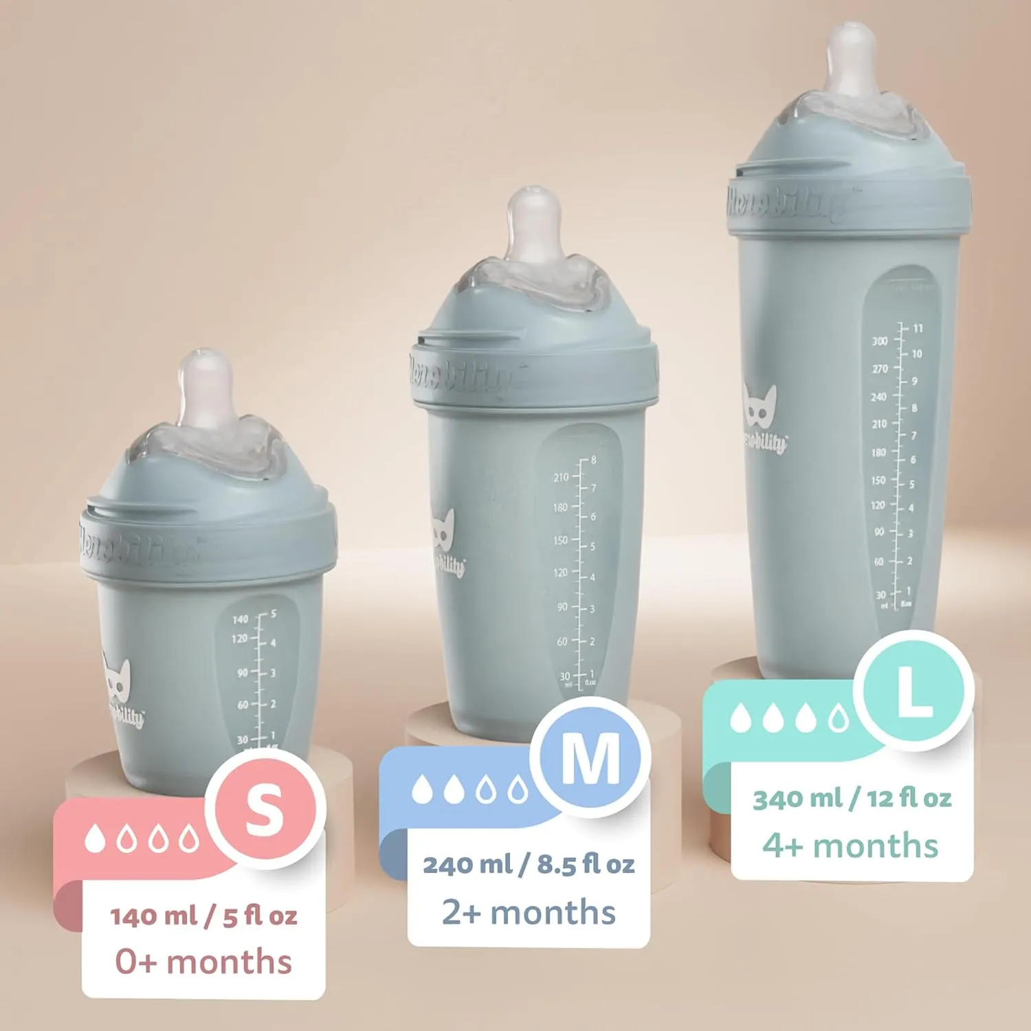Wonder Woman DC Comics - Herobility Double Anti-Colic Baby Bottles – 8.5 fl oz/240ml – 3-Pack