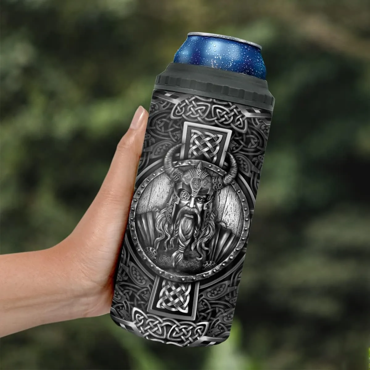 wowcugi Viking Tumbler Can Cooler 4-in-1 Metal Style Stainless Steel Insulated Tumblers 16oz Can Holder Cup with Lid Christmas Birthday Gifts for Men Women Celtic Lovers