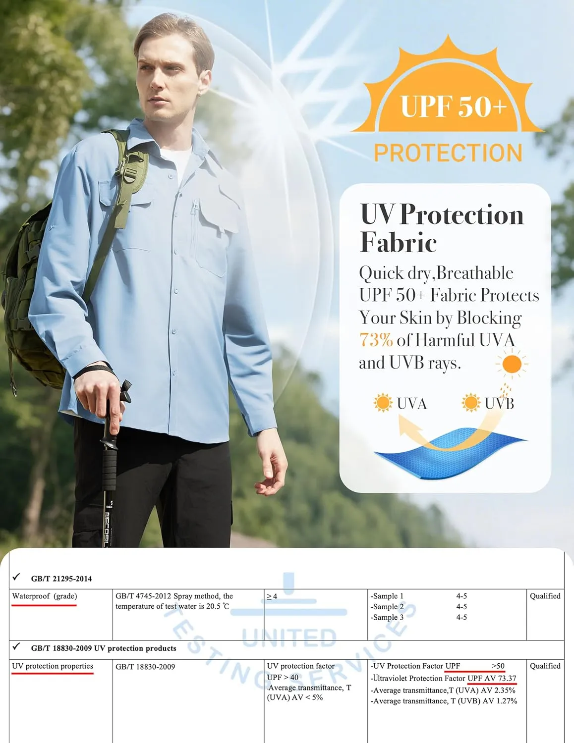 WULFUL Men's Sun Protection Fishing Shirts UPF 50  UV Lightweight Quick Dry Cooling Button Down Shirts for Work Hiking Safari