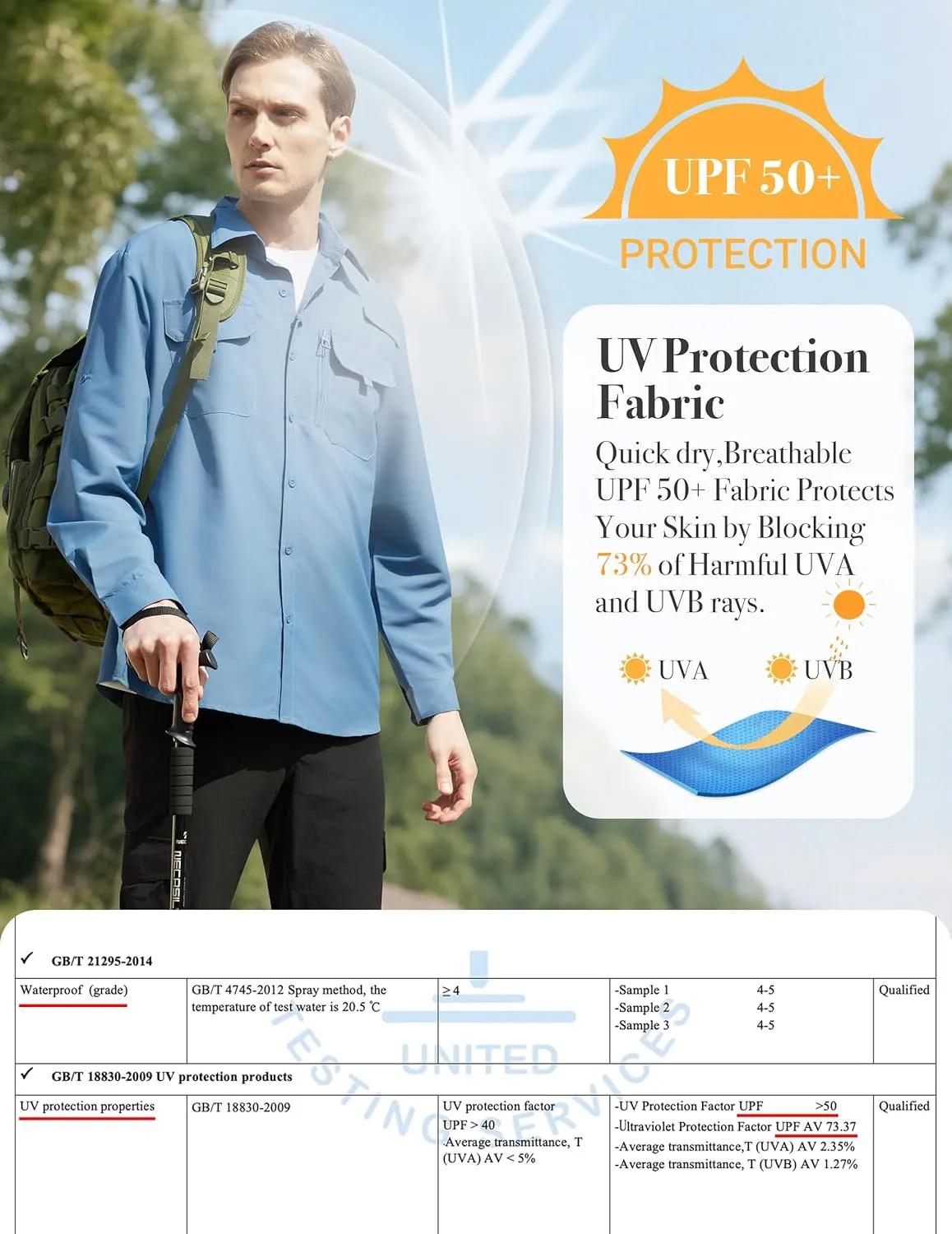 WULFUL Men's Sun Protection Fishing Shirts UPF 50  UV Lightweight Quick Dry Cooling Button Down Shirts for Work Hiking Safari