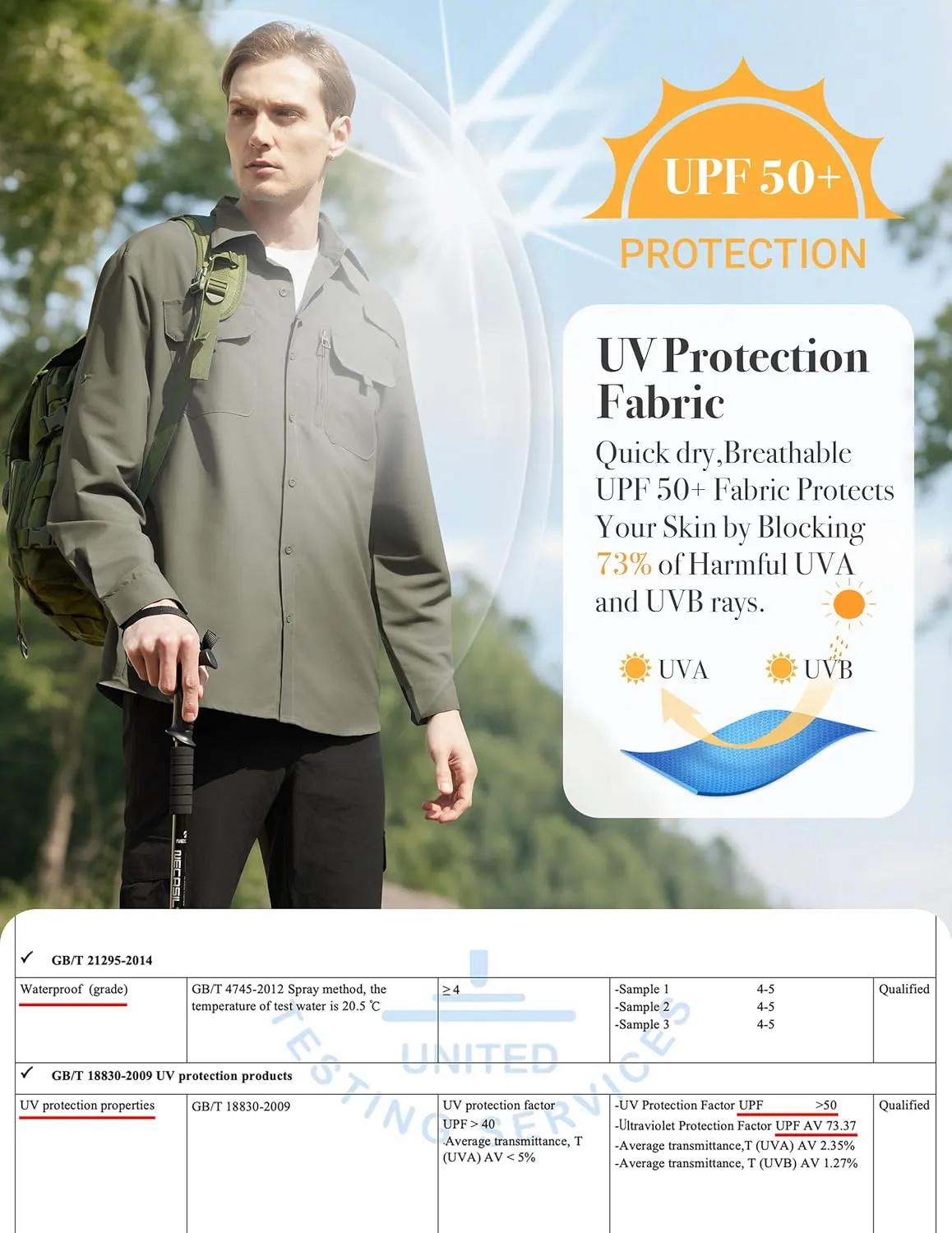 WULFUL Men's Sun Protection Fishing Shirts UPF 50  UV Lightweight Quick Dry Cooling Button Down Shirts for Work Hiking Safari